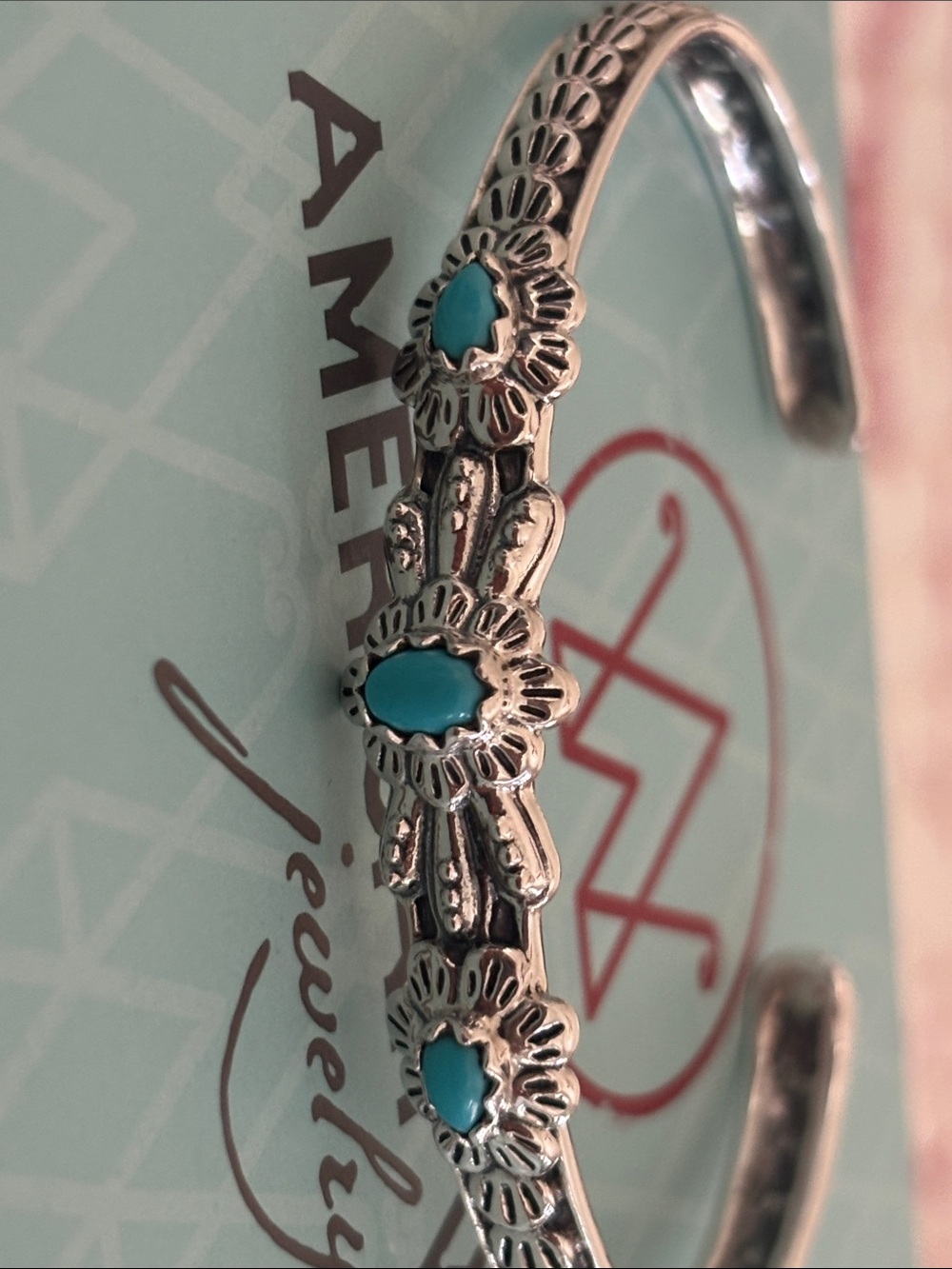 American West 925 Sterling Turquoise Bangle & Leather/Turquoise 925 Bracelet Duo - Picture 6 of 14